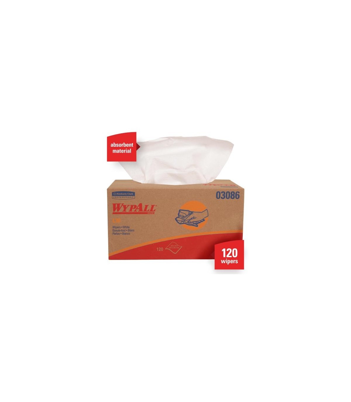 Wypall L30 Drc Towels (03086) White, 10 Boxes / Case, 120 Sheets / Box, 1,200 Wipes / Case 10/120, Pricecs - 3086 -  - [unit pri