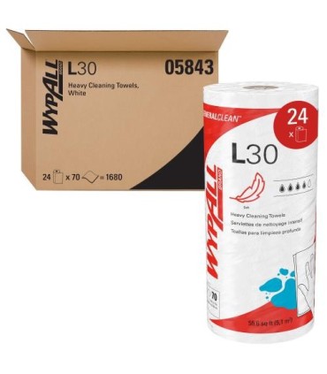 Wypall® L30 Towel Small Roll, 2-Ply, White 24 Rolls/Case, 70 Sheets/Rolls 24/70, Pricecs - 5843 -  - [unit price]