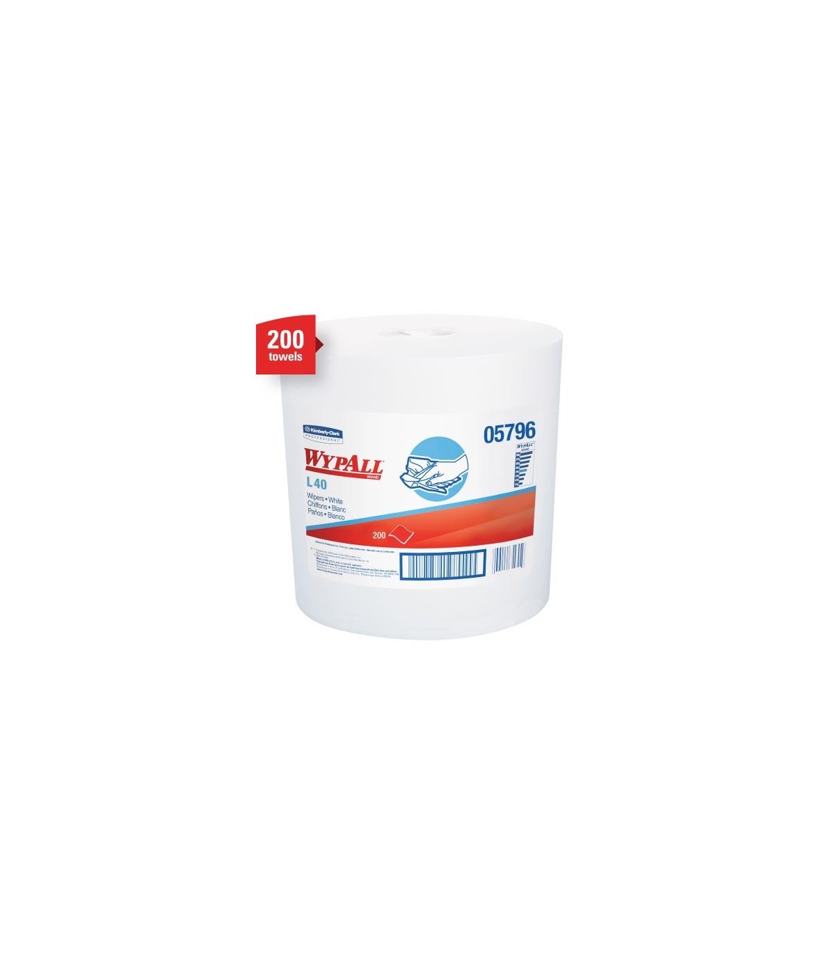 Wypall® L40 Towels Center-Pull Roll, White, 12.2" X 10" 2/200, Pricecs - 5796 -  - [unit price]