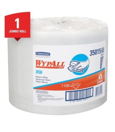 Wypall® X50 Cloth Jumbo Roll, 1-Ply, White, 1 Roll/Case, 1100 Sheets/Roll 1/Rl, Pricerl - 35015 -  - [unit price]