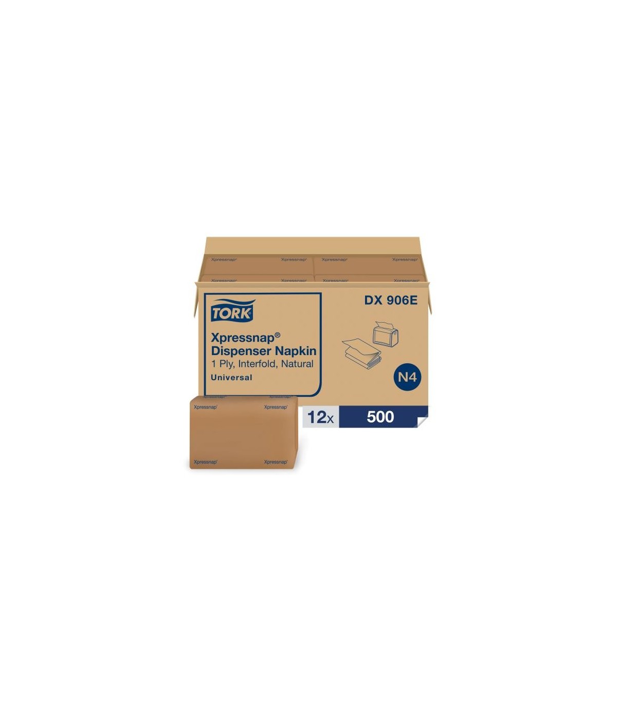 Tork Dx906E Dx906E  Universal Xpresnap Dispr Nap 13X8.5 1/4 Fold Nat 12/500 12/500, Price/Cs - DX906E -  - [unit price]