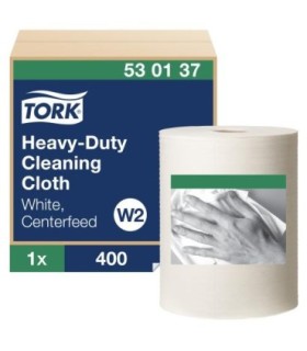 Tork 530137 ® Heavy-Duty Cleaning Cloth Centrefeed Pull, 1-Ply, White, 280 Sheets/Roll, 1 Roll/Case 1/400 Rl, Price/Cs - 530137 