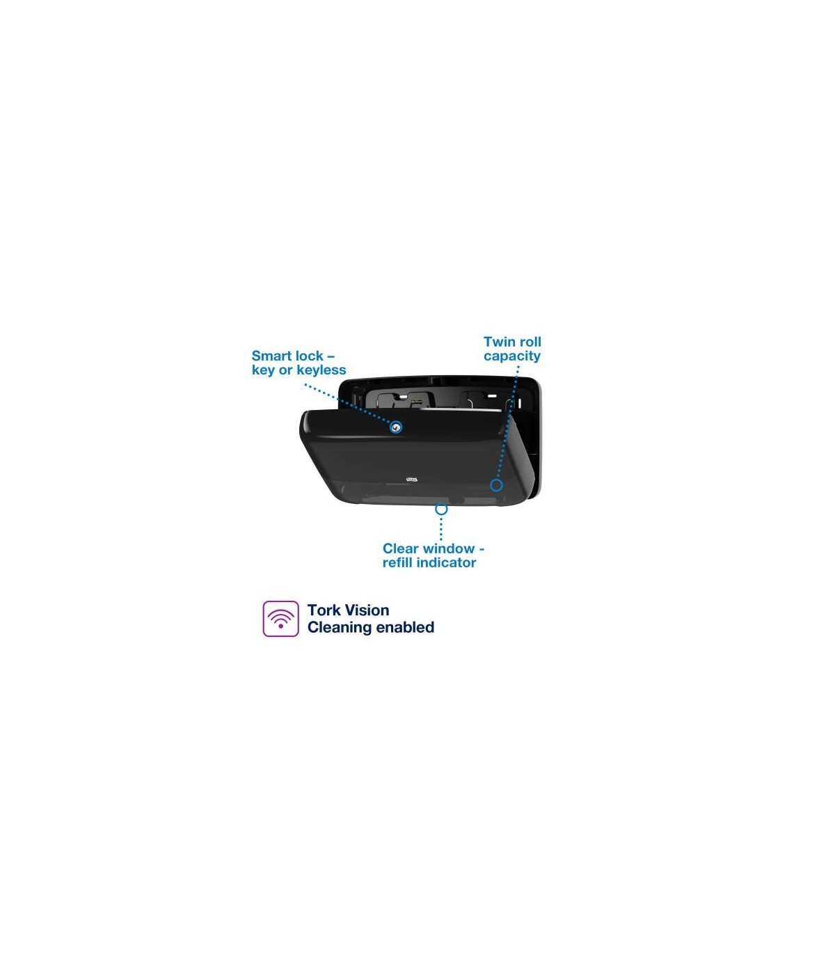 Tork 5555290 ® Twin Mini Jumbo Bath Tissue Roll Dispenser, Black And Smoke, Plastic, Rectangular , Price/ - 5555290 -  - [unit p