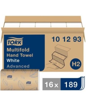 Tork 101293 ® Advanced Xpress® Multifold Paper Hand Towel, 3-Panel, 2-Ply, 189 Towels/Pack, 16 Packs/Case 16/189, Price/Cs - 101