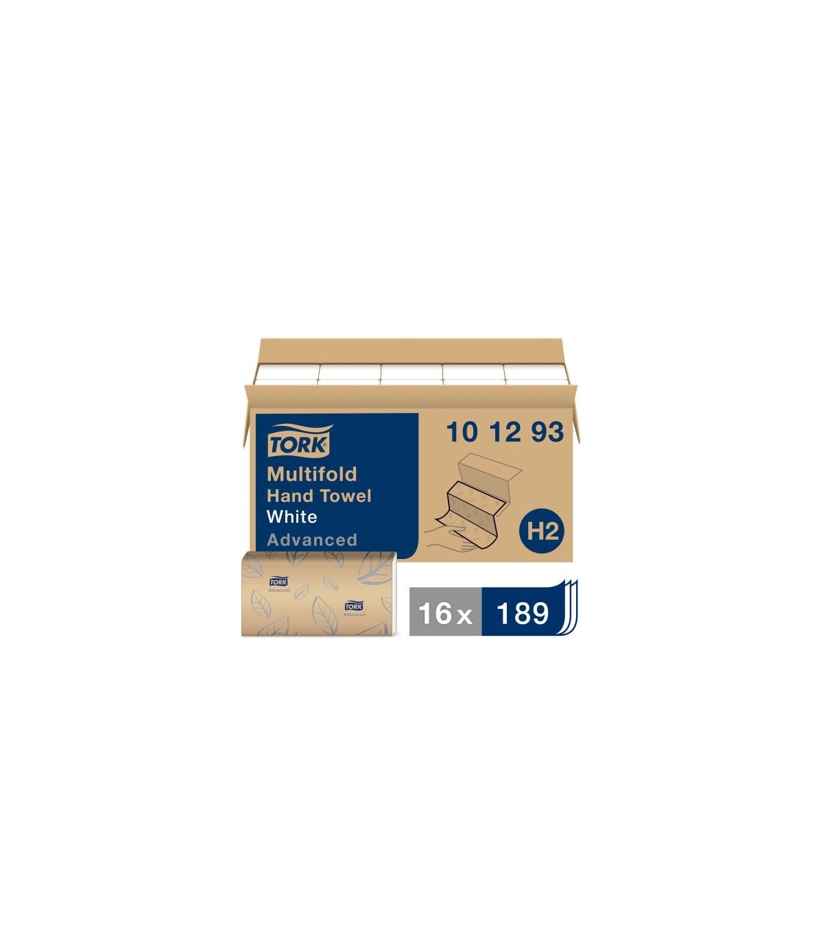 Tork 101293 ® Advanced Xpress® Multifold Paper Hand Towel, 3-Panel, 2-Ply, 189 Towels/Pack, 16 Packs/Case 16/189, Price/Cs - 101