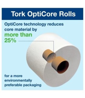Tork 160090 ® Universal Hc Bath Tissue Roll W/ Opticore®, 2 Ply, 100% Recycled Fibres, 583.33'/Roll, 12 Rolls/Case 1/Cs/12, Pric