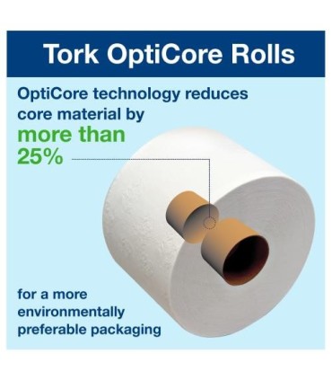 Tork 160090 ® Universal Hc Bath Tissue Roll W/ Opticore®, 2 Ply, 100% Recycled Fibres, 583.33'/Roll, 12 Rolls/Case 1/Cs/12, Pric
