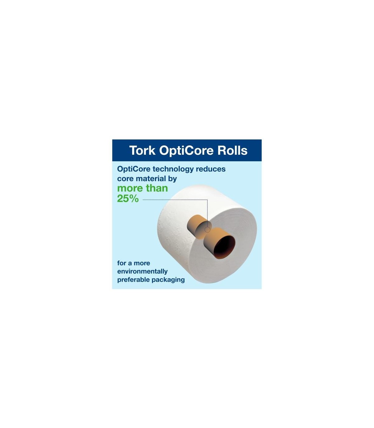 Tork 160090 ® Universal Hc Bath Tissue Roll W/ Opticore®, 2 Ply, 100% Recycled Fibres, 583.33'/Roll, 12 Rolls/Case 1/Cs/12, Pric