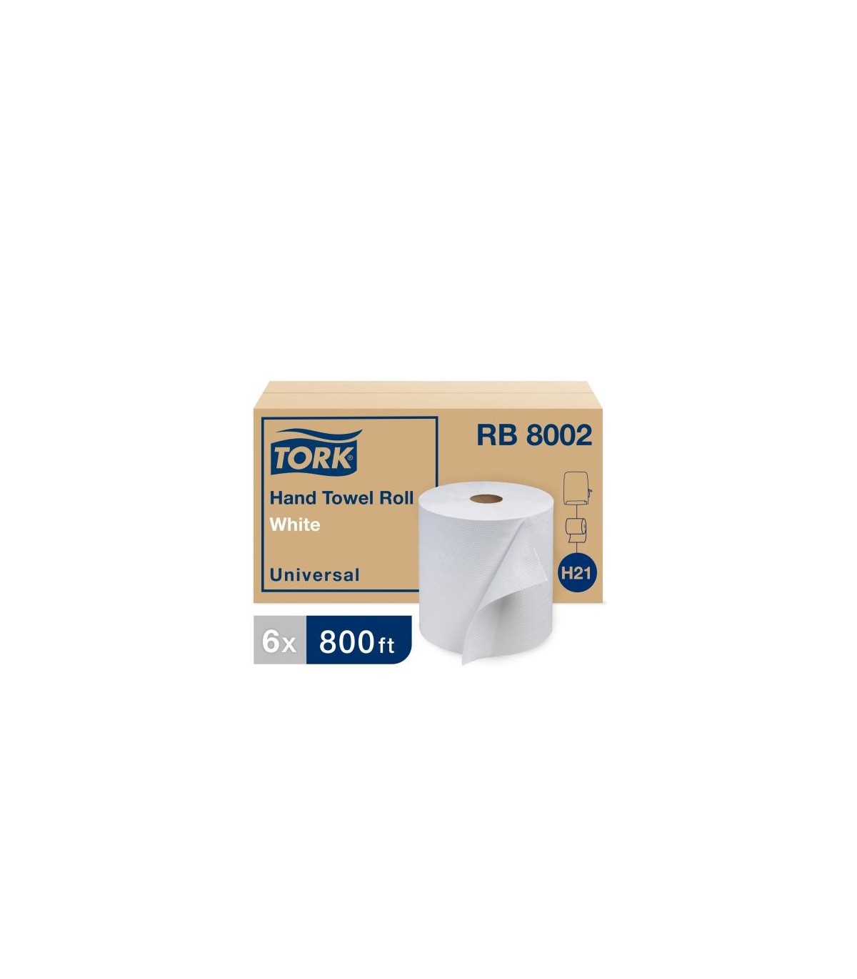 Tork Rb8002 ® Universal Hand Towel Roll, 1-Ply, White, 800'/Roll, 6 Rolls/Case 1/Cs/6, Price/Cs - RB8002 -  - [unit price]