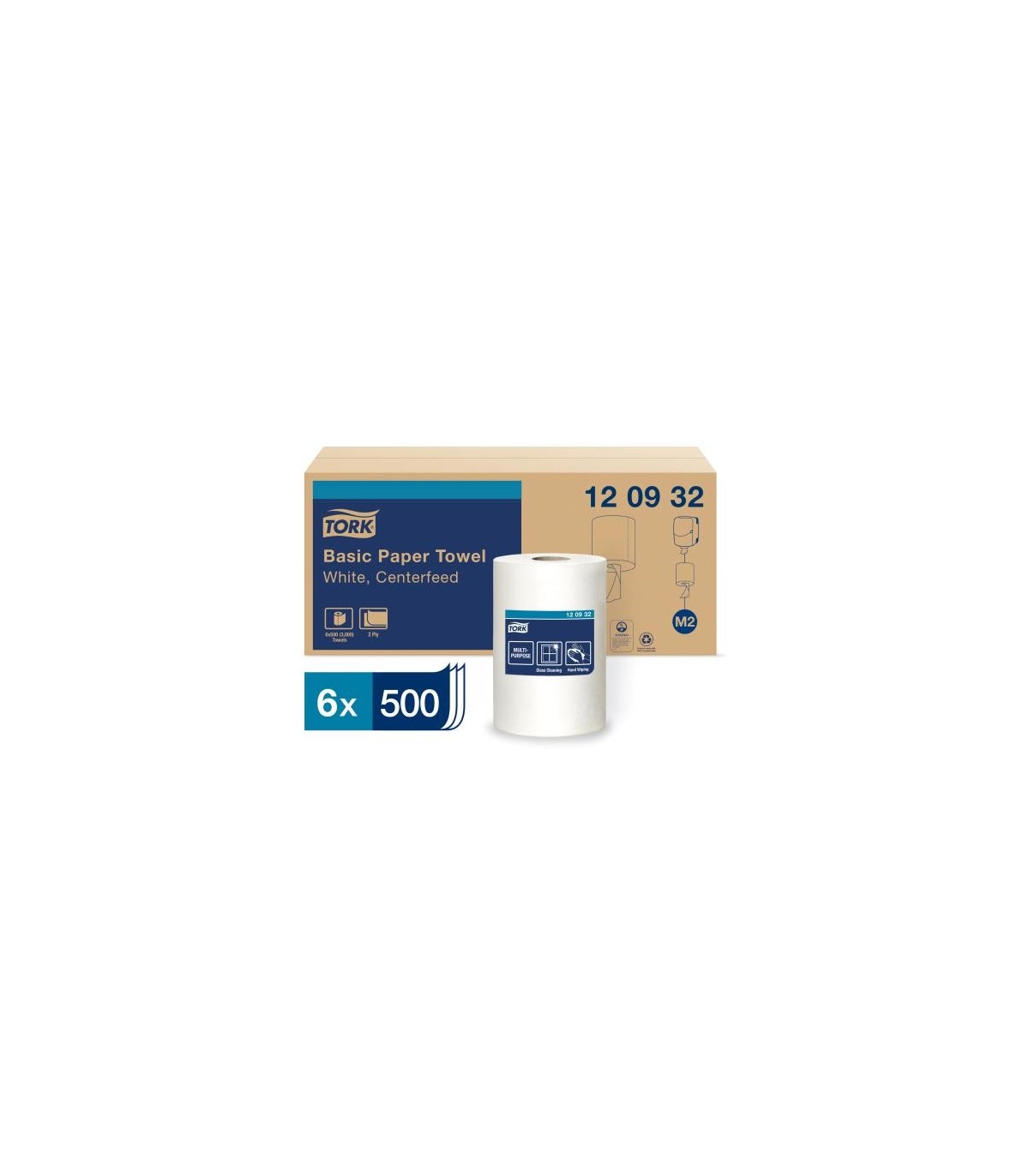 Tork 120932 ® Advanced Soft Centrefeed Hand Towel, 2-Ply, White, 500 Sheets/Roll, 6 Rolls/Case 1/Cs/6, Price/Cs - 120932 -  - [u