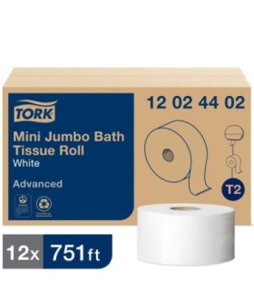 Tork 12024402 ® Mini Jumbo Toilet Paper Roll 2 Ply, White, 12 Rolls/Case 1/Cs/12, Price/Cs - 12024402 -  - [unit price]