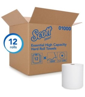 Scott 20651950 01000Hard Roll Towel 8X1000 White 1/Cs/12-Rl, Price/Cs - 20651950 -  - [unit price]