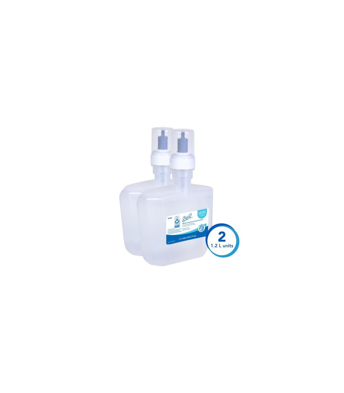 Scott 91590 Pro Moisturizing Foam Hand Sanitizer, E-3 Rated (91590), Clear, Fresh Scent, 1.2 L, 2 Units / Case 2/1.2-L, Price/Cs