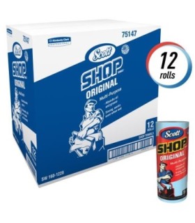 Scott 75147 Shop Towels Original (75147), Blue, 55 Sheets / Standard Roll, 12 Rolls / Case, 660 Towels / Case 1/Cs/12, Price/Cs 