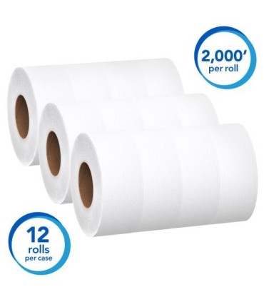Scott 20651971 Scott® Essential Jumbo Roll Toilet Paper, White, 1 Ply, 2000' Roll, 12 Rolls/Case 1/Cs/12-Rl, Price/Cs - 20651971
