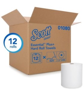 Scott 1080 Scott® Essential Universal Plus Hard Roll Towel, 1-Ply, White, 425', 12 Rolls/Case 1/Cs/12/Rl, Price/Cs - 1080 -  - [