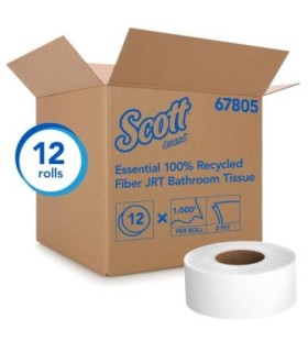 Scott 67805 Scott® Essential Jumbo Roll Toilet Paper 100% Recycled Fiber, 2-Ply, White, 1000', 12 Rolls/Case 12/1000', Price/Cs 