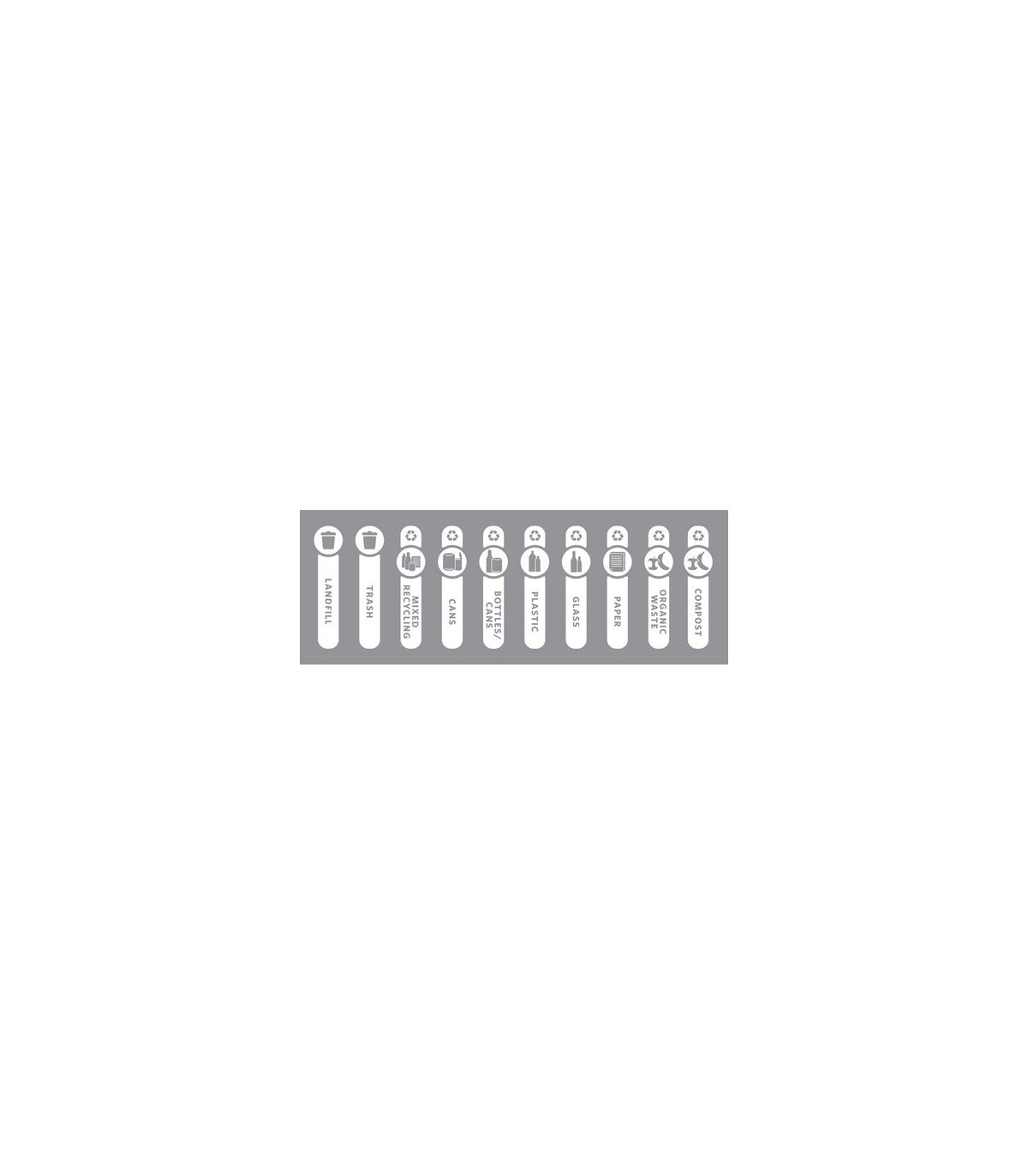 Rubbermaid FG1977789 Final Sale: Label -Waste Kit"E"Assorted Vertical-White, Price Per PK - FG1977789 -  - [unit price]
