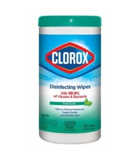Clorox® Disinfecting Wipes, Fresh Scent, White, 6 Bottles/Case, 75 Wipes/Bottle 6/CS - 1609 -  - [unit price]