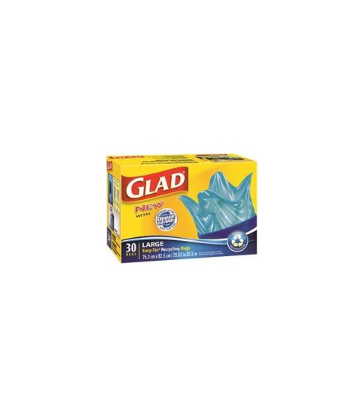 Glad Easy-Tie Recycling Bag, 32.5"x 30", Plastic, Blue 8/30-CT - 11578 -  - [unit price]