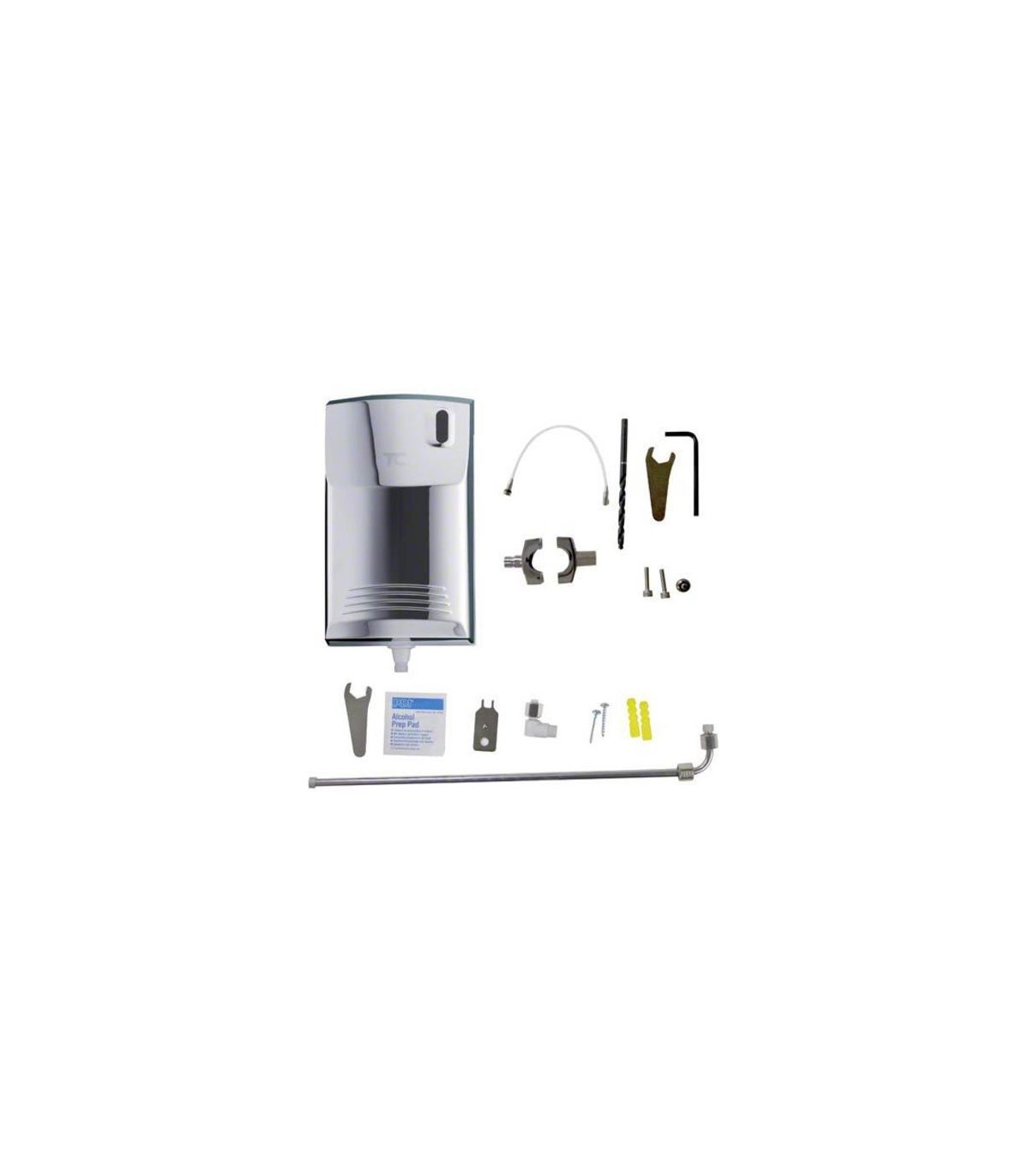 Rubbermaid FG500409 AutoClean LED Chrome Dispenser Kit w/ 3/4" Connector Price/Each