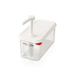 San Jamar Araven - Pump W/Food Pan PP 1oz GN 1/4 Size - White