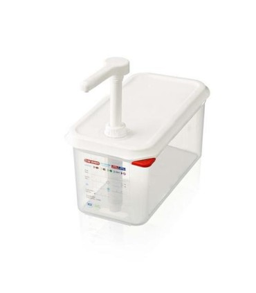 San Jamar Araven - Pump W/Food Pan PP 1oz GN 1/4 Size - White