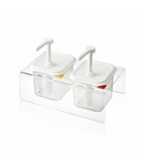 San Jamar Araven - Holder 2 Pump w/GN 1/6 Size Food Pan PP-Clear