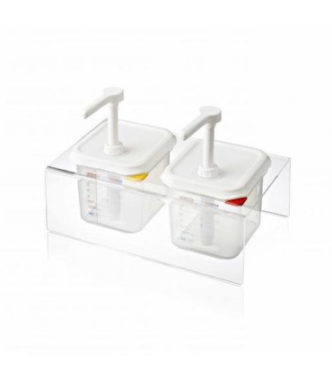 San Jamar Araven - Holder 2 Pump w/GN 1/6 Size Food Pan PP-Clear
