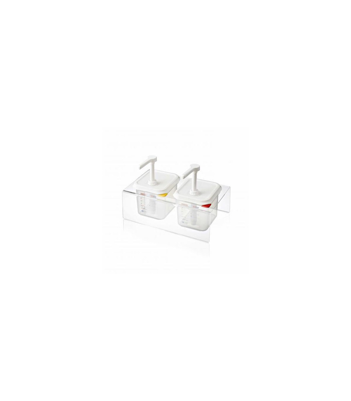 San Jamar Araven - Holder 2 Pump w/GN 1/6 Size Food Pan PP-Clear