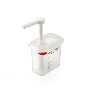 San Jamar Araven - Pump w/Food Pan PP 1oz GN 1/9 Size - White