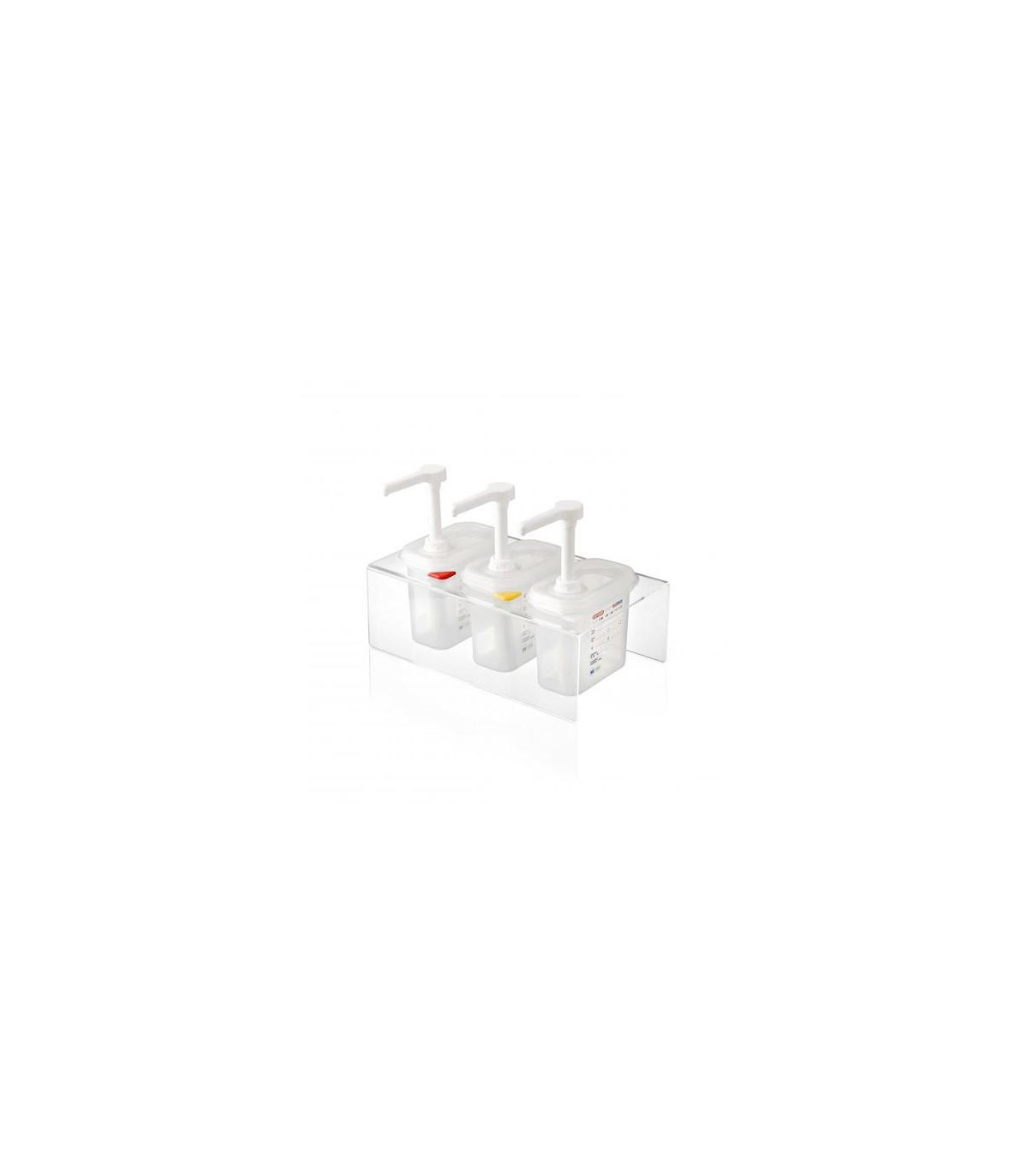 San Jamar Araven - Holder 3 Pump w/GN 1/9 Size Food Pan PP Clear