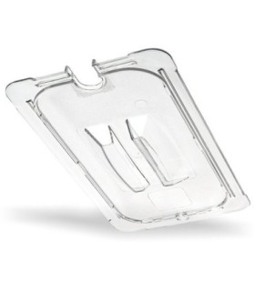 San Jamar Food Pan - Cold Lid Only 1/3 Size Notched - Clear
