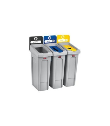 Rubbermaid FG2007917 OBS: SJ Station -3Stream 69G Landfil/Pap/Bot&can-Blk/Bl/Yel, Price Per EA - FG2007917 -  - [unit price]