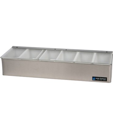 San Jamar Garnish Tray - Non-Chilled - (6) 1 Pt w/Plex Lids