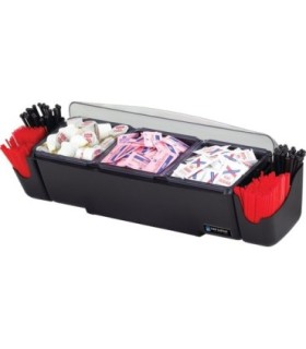 San Jamar Dome Garnish Center - (3) 2 Qt Deep Tray & (2) Handles