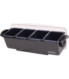 San Jamar Dome Garnish Center - (4) 3 Pt Deep Tray & (2) Handles