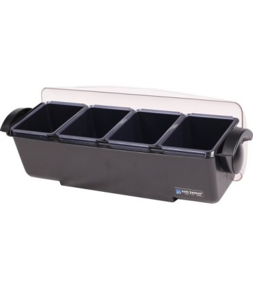 San Jamar Dome Garnish Center - (4) 3 Pt Deep Tray & (2) Handles