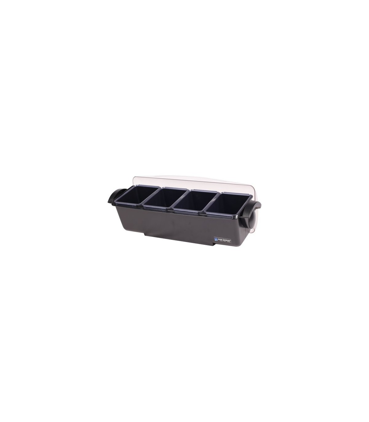 San Jamar Dome Garnish Center - (4) 3 Pt Deep Tray & (2) Handles