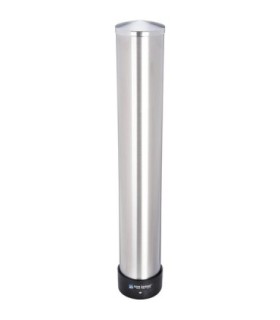 San Jamar Stainless Steel-Pull-Type Bev Cup Dispenser - 6-10oz