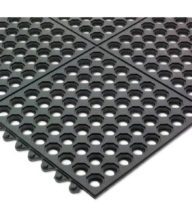 San Jamar Connect-A-Mat- Light Duty-Bagged Mat-3'x3'x.50"-Black