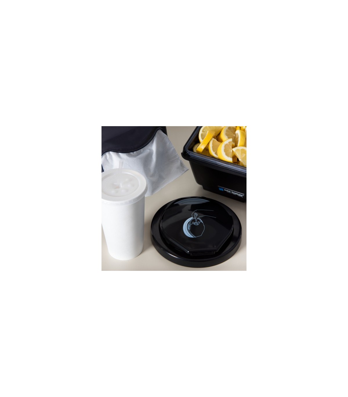 San Jamar Lid/Straw-EZ-Fit In-Counter Lid Dispenser - 24-46oz