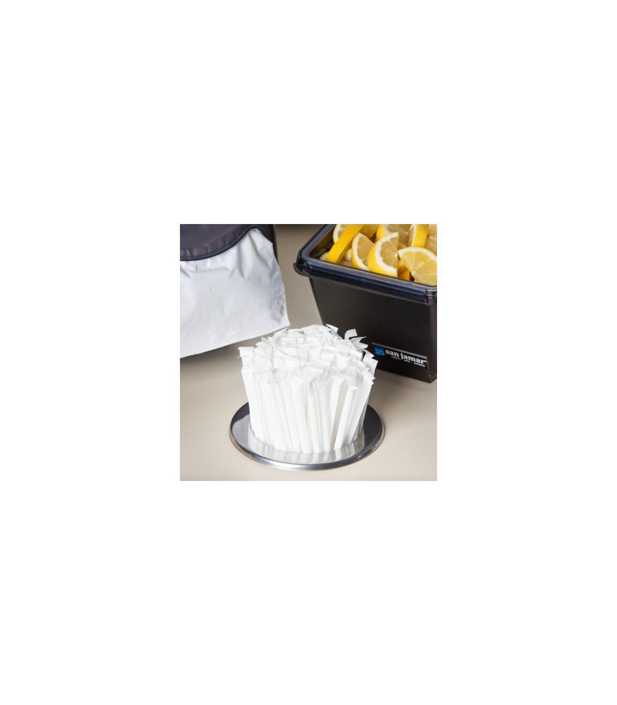San Jamar In-Counter Straw Holder - 5.12" Diameter - SS Steel