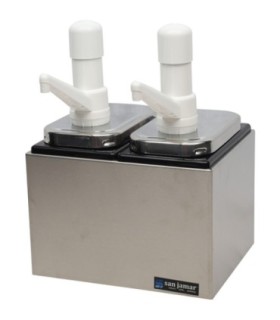 San Jamar Condiment Pump Center - 2 Wells w/P7500 Pumps