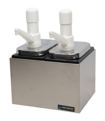 San Jamar Condiment Pump Center - 2 Wells w/P7500 Pumps