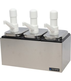 San Jamar Condiment Pump Center - 3 Wells w/P7500 Pumps