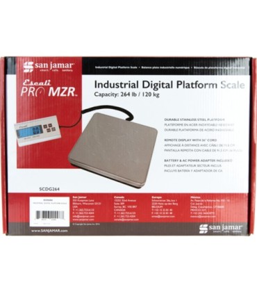 San Jamar Industrial Digital Platform Scale, 264 Lb / 100 Kg