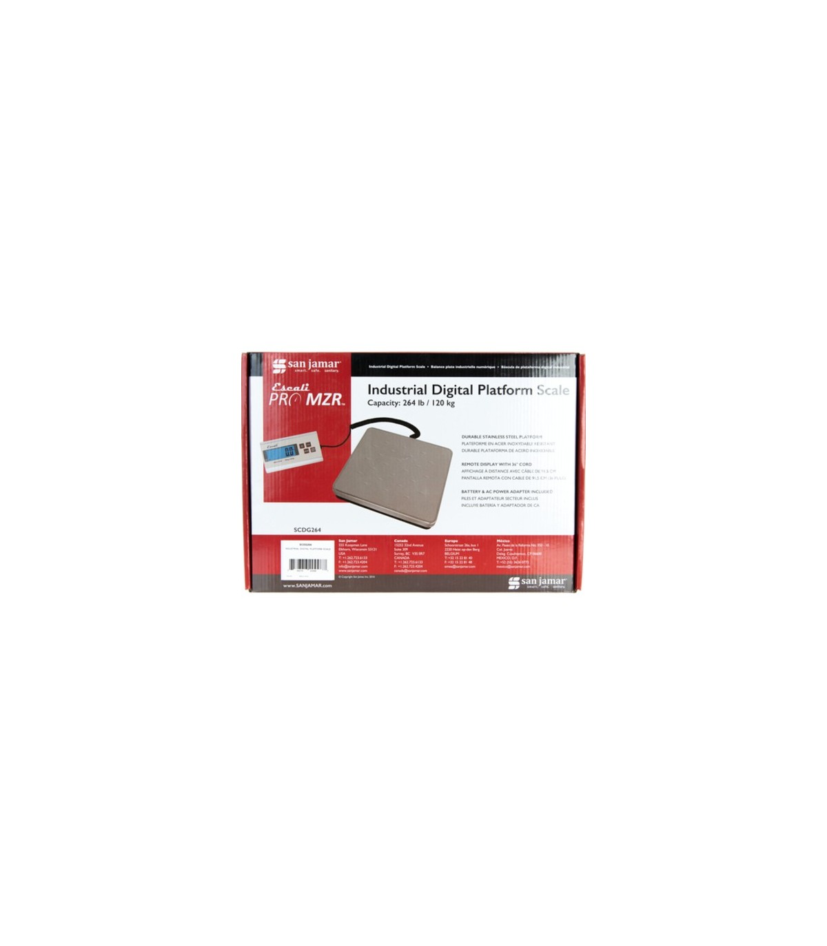 San Jamar Industrial Digital Platform Scale, 264 Lb / 100 Kg