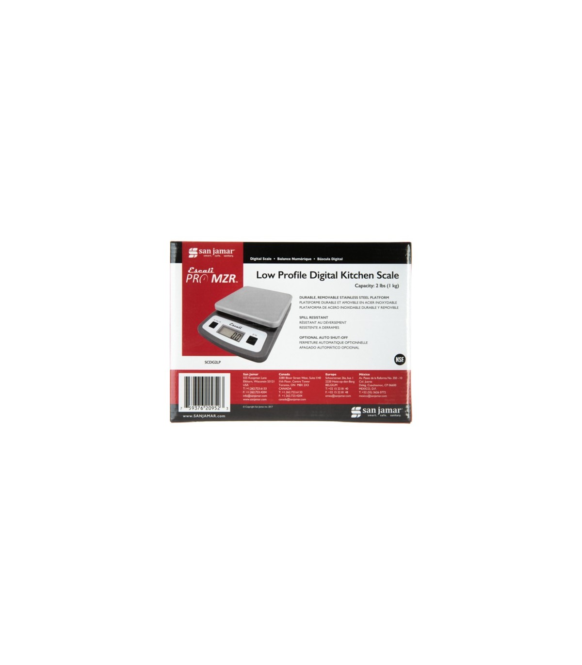 San Jamar Low-Profile Digital Kitchen Scale 2 lb / 1 Kg