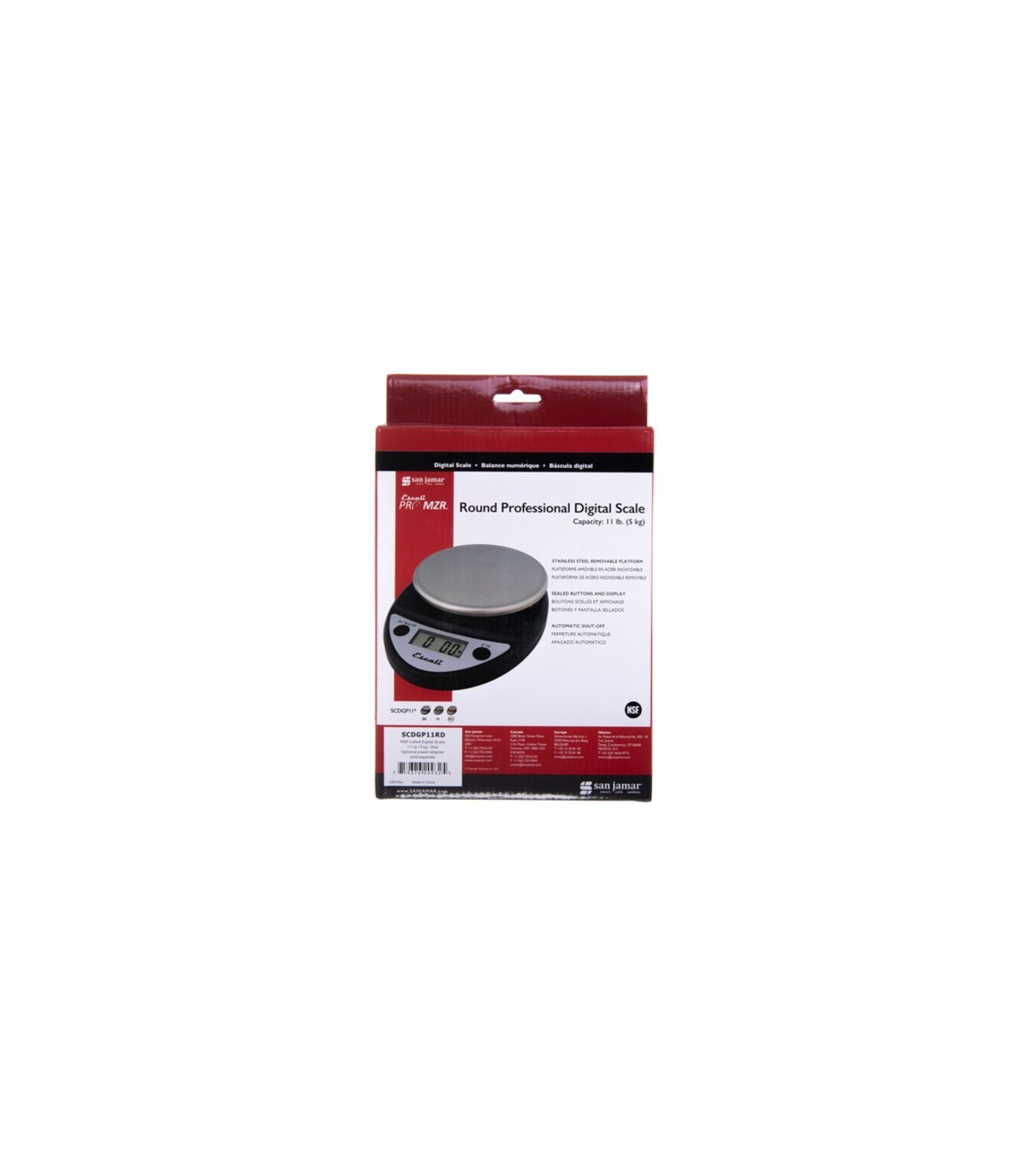 San Jamar Round Professional Digital Scale 11 Lb / 5 Kg - Red